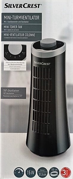SILVERCREST Mini sloupový ventilátor 340271 (černá)