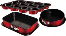 BERLINGERHAUS Sada pečicích forem s titanovým povrchem 3 ks Burgundy Metallic Line muffin BH-7635