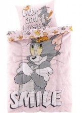 Dětské ložní povlečení, 140 x 200 cm, 70 x 90 cm Tom a Jerry, světle růžové