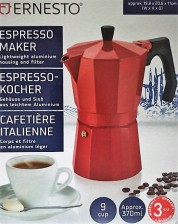 ERNESTO Konvička na espresso Pressione 370 ml, červená