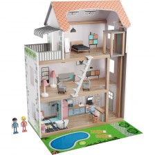 KidLand Dřevěný domeček pro panenky s výtahem PH-9187
