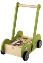 KidLand Dřevěný posuvný vozík HG-09457, zelený