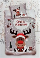 KSTL 2-dílné bavlněné povlečení Merry Christmas 140x200cm 70x90cm, Sob