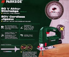 PARKSIDE Aku přímočará pila PSTA 20-Li A1 – bez akumulátoru a nabíječky