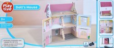 PLAYTIVE Dřevěný domeček pro panenky světle růžová
