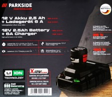 Sada PARKSIDE PERFORMANCE baterie PAPK 12 2,5 A1 a nabíječka PLGK 12 6,0 A1