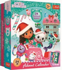 TREFL 93717 Adventní kalendář s 24 mini puzzle po 24 dílcích Gabbys House