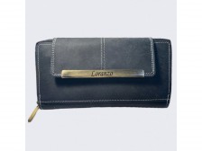 LORANZO Velká kožená peněženka 19 x 2,2 x 10 cm, černá